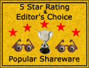 5/5 Stars and Editors Pick on PopularShareware.com